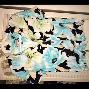 Cute chic multi-color floral Aloha shirt